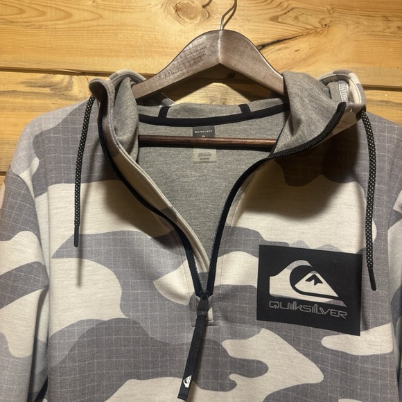 QUIKSILVER Shredder Men's Water Resistant Hoodie White Camo Size Medium - Picture 5 of 11